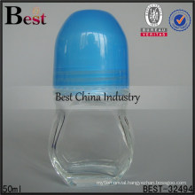 50ml unique roll on bottle with glass roller, screw tube glass bottle, amber tube glass bottle supplier